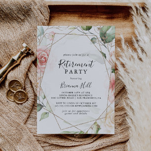 Geometrisch Goud Groen Foliage Pensioen Partij Kaart