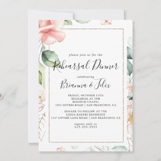 Geometrisch Goud Groen Foliage repetitie diner Kaart (Voorkant)