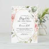 Geometrisch goud groen gebladerte Spaans Vrijgezel Kaart (Staand voorkant)