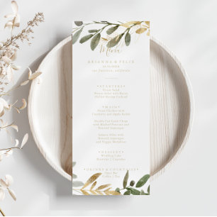 Geometrisch Goud Groen Herfst Diner Menu
