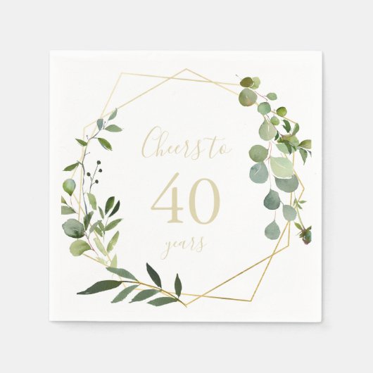 Geometrisch Goud Groen Proost op 40 Jaar Verjaarda Servet (Voorkant)