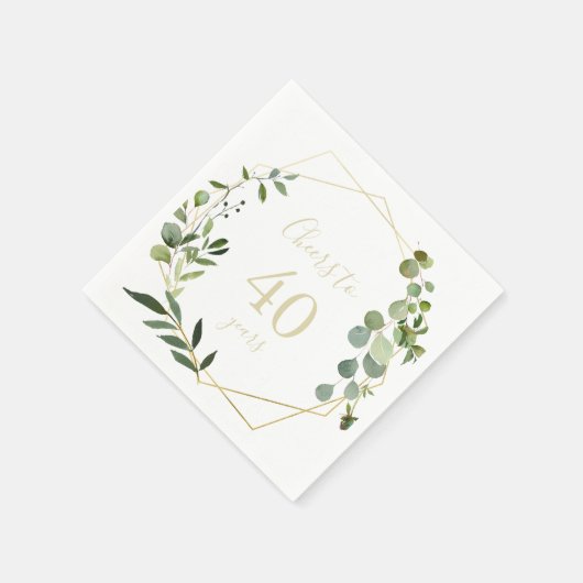 Geometrisch Goud Groen Proost op 40 Jaar Verjaarda Servet (Hoek)