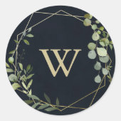 Geometrisch Goud Monogram Bruiloft Envelop Afdicht Ronde Sticker (Voorkant)