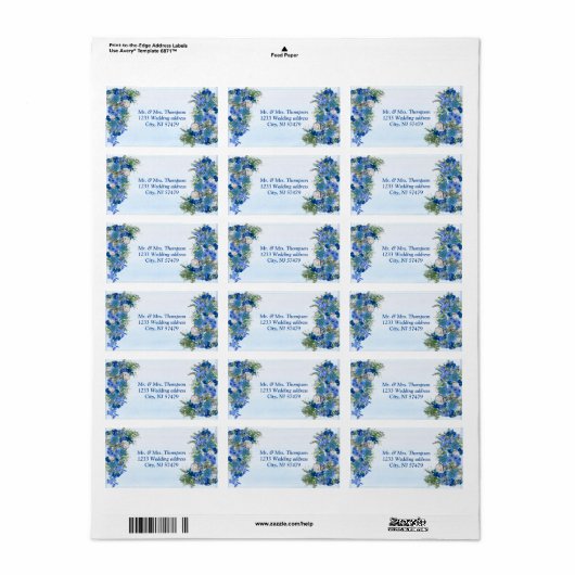 Geometrisch - Goud-Navy Blue Flower Bouquet Etiket (Full Sheet)