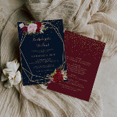 Geometrisch goud & rood tropisch vrijgezellenweeke kaart