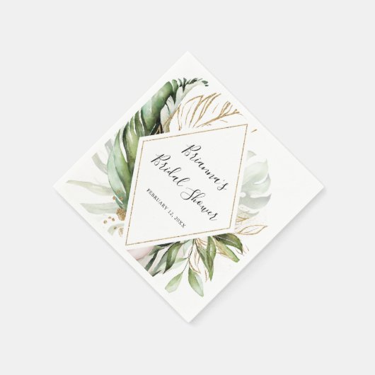 Geometrisch Goud Tropisch groen Vrijgezellenfeest Servet (Hoek)