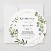 Geometrisch goud Tropische kalligrafie Quinceañera Kaart (Voorkant)