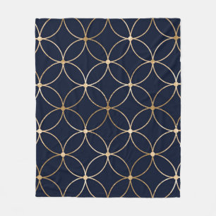 Geometrisch: Goudblauw Abstract Fleece Deken