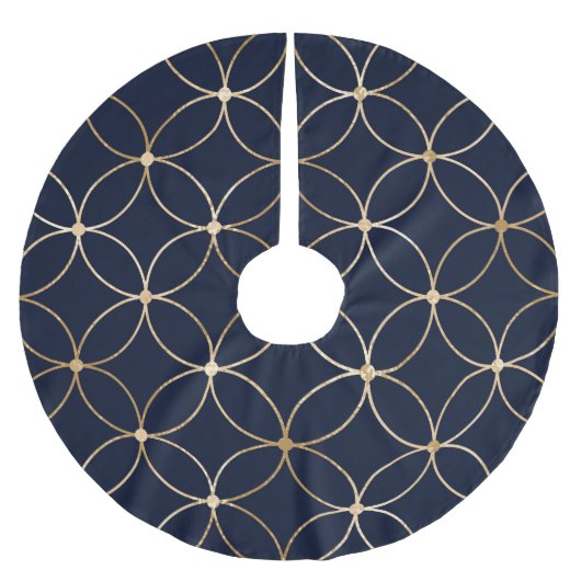  Geometrisch: Goudblauw Abstract Kerstboom Rok (Voorkant)