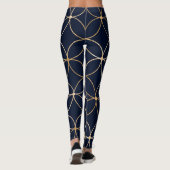  Geometrisch: Goudblauw Abstract Leggings (Achterkant)