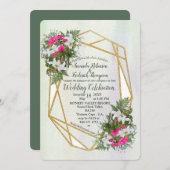 Geometrisch - Gouden Glitter Bloem Bruiloft Uitnod Kaart (Voorkant / Achterkant)