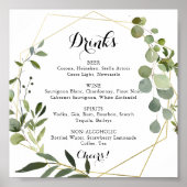 Geometrisch Gouden Tropisch Bruiloftsdranken Menu  Poster (Voorkant)