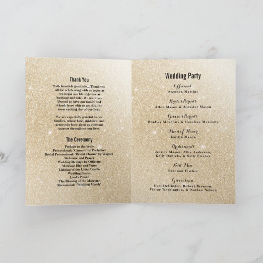 Geometrisch goudglittergradiëntglazuur Weddenschap Programma (Binnen)