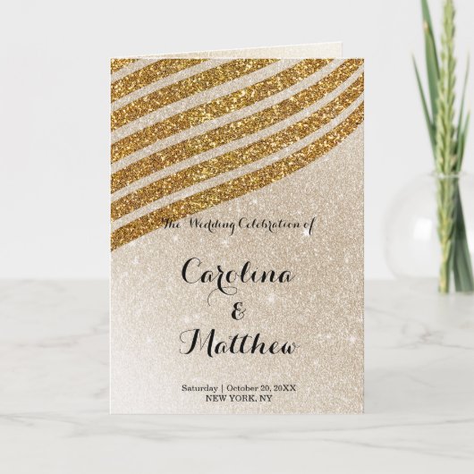 Geometrisch goudglittergradiëntglazuur Weddenschap Programma (Voorkant)