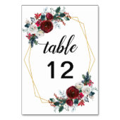 Geometrisch goudLijst Burgundy Winter Flowers Kaart (Achterkant)