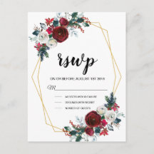 Geometrisch goudLijst Burgundy Winter Flowers