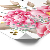 Geometrisch goudLijst Roze Floral Afstuderen Poster (Hoek)