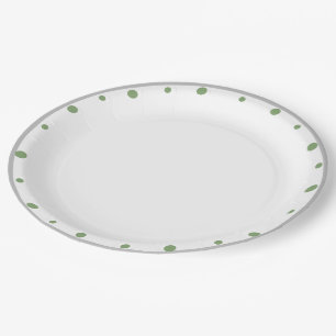 Geometrisch Grijs Groen Polka Dots Papieren Bordje