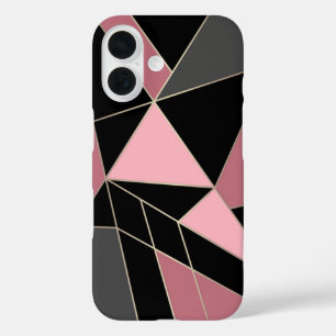 Geometrisch, grijs, roze iPhone 16 hoesje