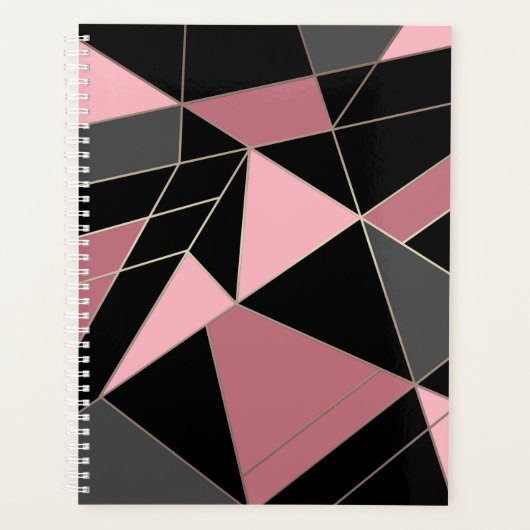 Geometrisch, grijs, roze planner (Voorkant)