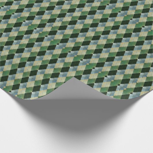 Geometrisch Groen beige St. Patrick patroon Cadeaupapier (Hoek)