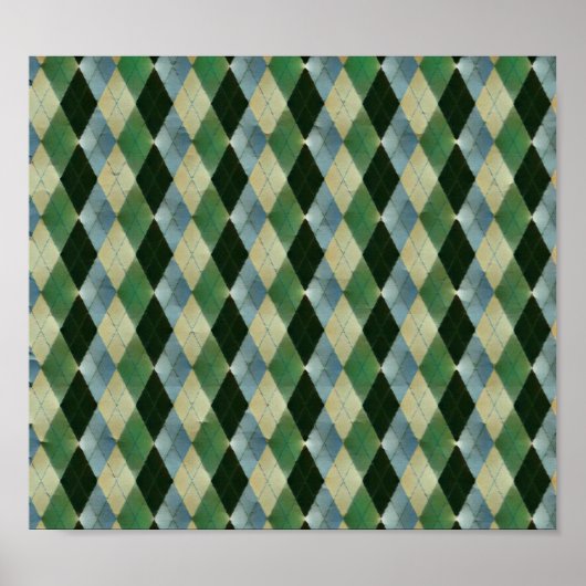 Geometrisch Groen beige St. Patrick patroon Poster (Voorkant)