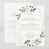 Geometrisch groen gouden trouwmenu menu (Voorkant / Achterkant)
