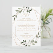 Geometrisch groen gouden trouwmenu menu (Staand voorkant)