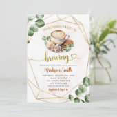 Geometrisch groen koffie brouwen Baby shower Kaart (Staand voorkant)