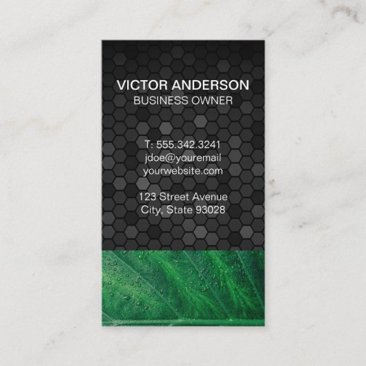 Geometrisch | Groen leder Visitekaartje (Voorkant)