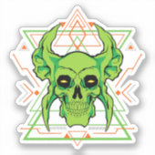 geometrisch groene schedel sticker (Voorkant)