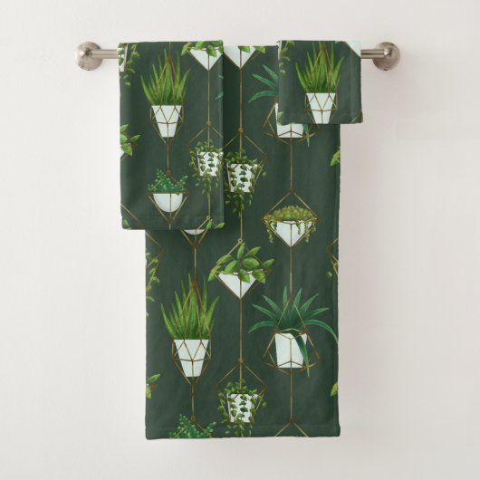 Geometrisch hangend kamerplantpatroon bad handdoek (Insitu)
