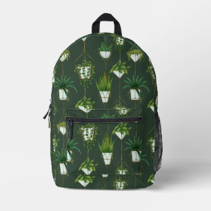Geometrisch hangend kamerplantpatroon bedrukte rugzak