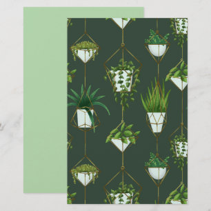 Geometrisch hangend kamerplantpatroon briefpapier