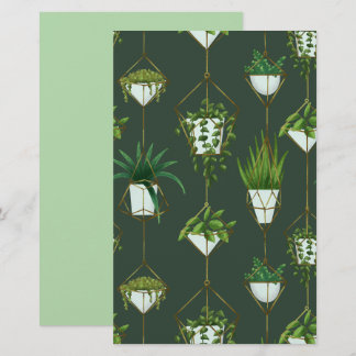 Geometrisch hangend kamerplantpatroon briefpapier