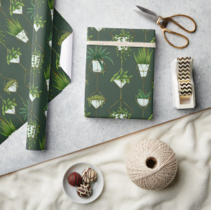 Geometrisch hangend kamerplantpatroon cadeaupapier
