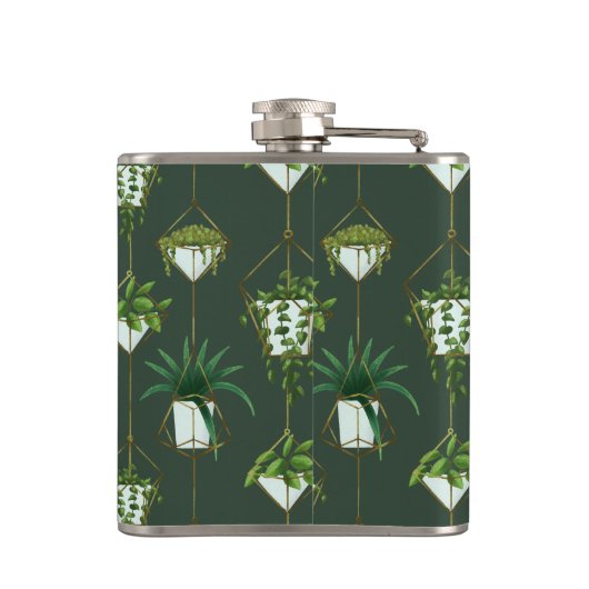 Geometrisch hangend kamerplantpatroon heupfles (Achterkant)