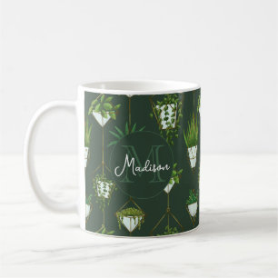 Geometrisch hangend kamerplantpatroon koffiemok