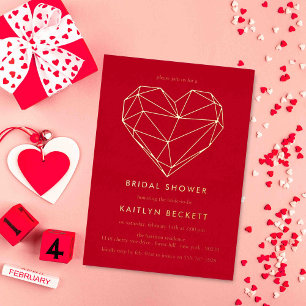 Geometrisch hart Valentijnsdag Vrijgezellenfeest Folie Uitnodiging