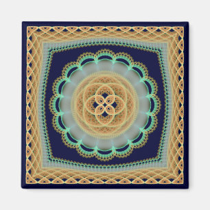 Geometrisch helder fractaal omgevormd ornament magneet