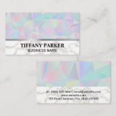 Geometrisch holografisch | Goud Wit Marmer Visitekaartje (Voorkant / Achterkant)