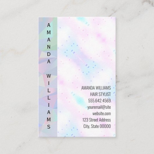 Geometrisch holografisch mozaïek | Verticale tekst Visitekaartje (Voorkant)