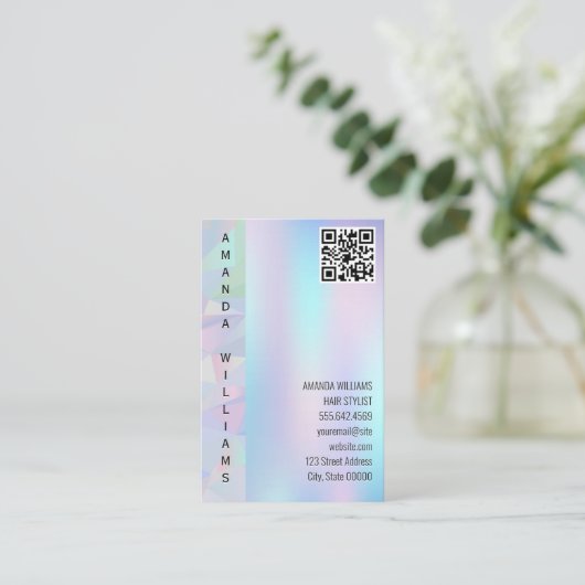 geometrisch holografisch | QR-code Visitekaartje (Staand voorkant)