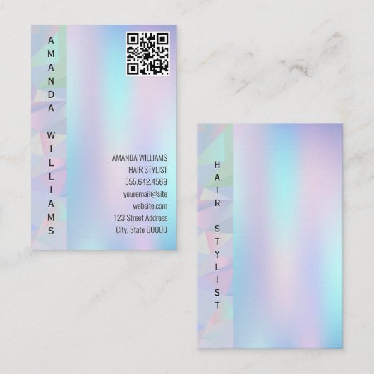 geometrisch holografisch | QR-code Visitekaartje (Voorkant / Achterkant)