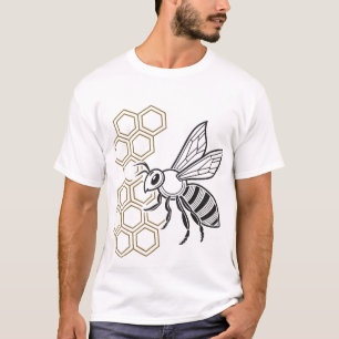 Geometrisch honingbij T-shirt - Red de bijen natuu