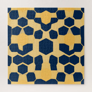 Geometrisch honingraat zeshoekpatroon marineblauw legpuzzel