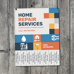 Geometrisch - Huisreparatie Afscheurtab Flyer