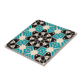 Geometrisch Kaleidoscopisch Blauwgroen Blauw Wit M Tegeltje (Zijkant)