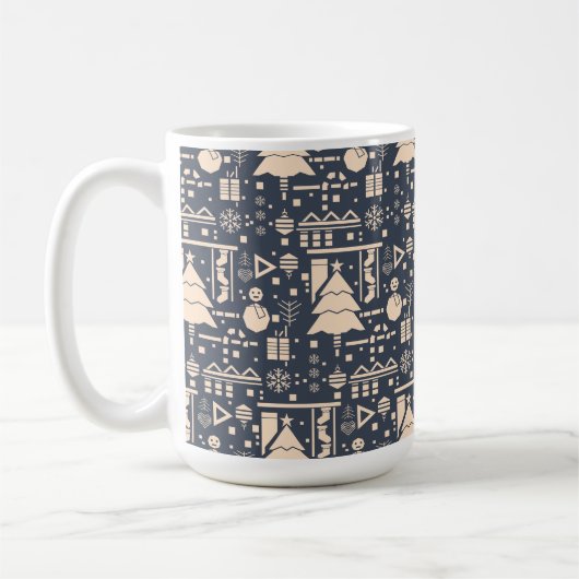 geometrisch kerstpatroon koffiemok (Links)
