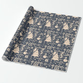 Geometrisch kerstpatroon - modern design cadeaupapier (Uitgerold)